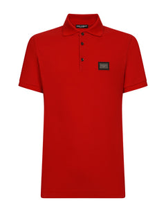 COTTON PIQUÉ POLO-SHIRT WITH BRANDED TAG