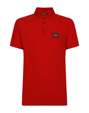 COTTON PIQUÉ POLO-SHIRT WITH BRANDED TAG