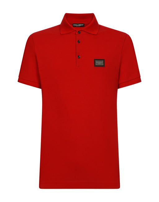 COTTON PIQUÉ POLO-SHIRT WITH BRANDED TAG