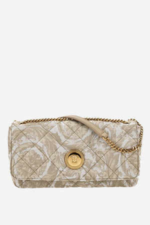 Icon Md Shoulder Bag In Jacquard Fabric-Calf Leather
