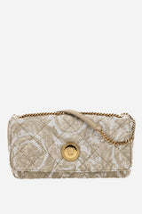 Icon Md Shoulder Bag In Jacquard Fabric-Calf Leather
