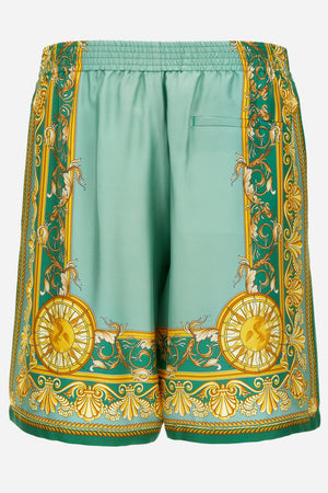 Shorts In Barocco Palm Print Silk Fabric