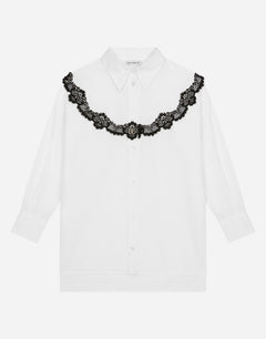 POPLIN MAXI-SHIRT WITH LACE INSERT