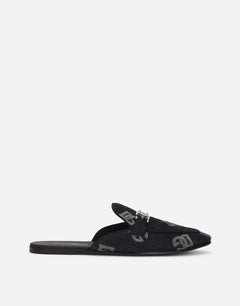 DENIM SLIPPERS WITH LOGO