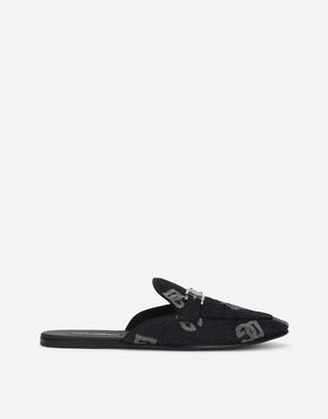 DENIM SLIPPERS WITH LOGO