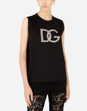 INTERLOCK TANK TOP WITH CRYSTAL DG EMBELLISHMENT