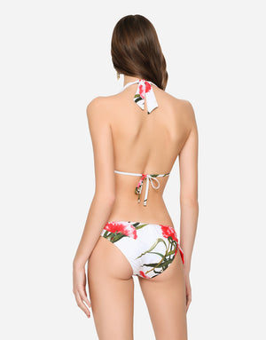 CARNATION-PRINT PADDED TRIANGLE BIKINI