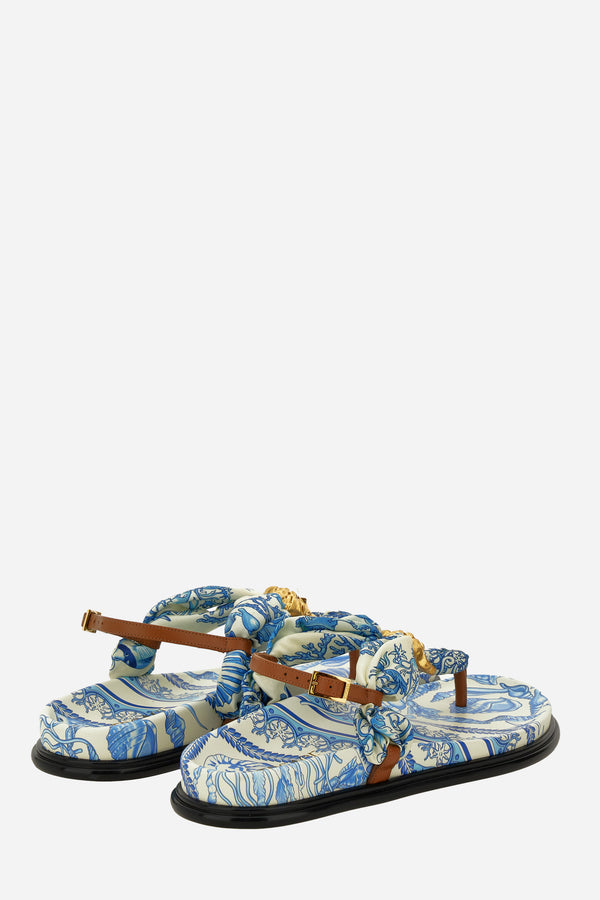 La Medusa Sandal T.10 In Fabric+Calf Leather