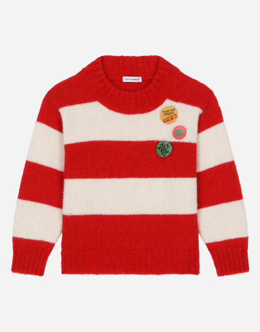 STRIPED ALPACA ROUND-NECK SWEATER