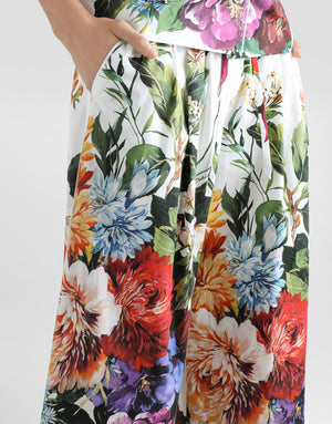 POPLIN PANTS WITH BOUQUET FLOWER PRINT