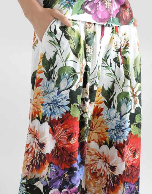 POPLIN PANTS WITH BOUQUET FLOWER PRINT