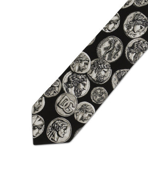 LARGE COIN PRINT 6-CM SILK BLADE TIE