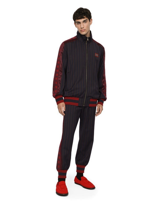 PINSTRIPE WOOL JACKET WITH BRANDED TAG