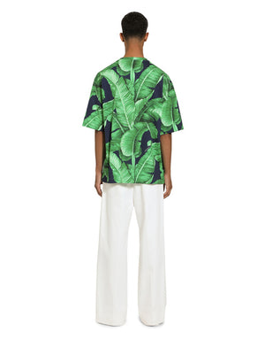 SHORT-SLEEVED COTTON T-SHIRT WITH BANANA TREE PRINT