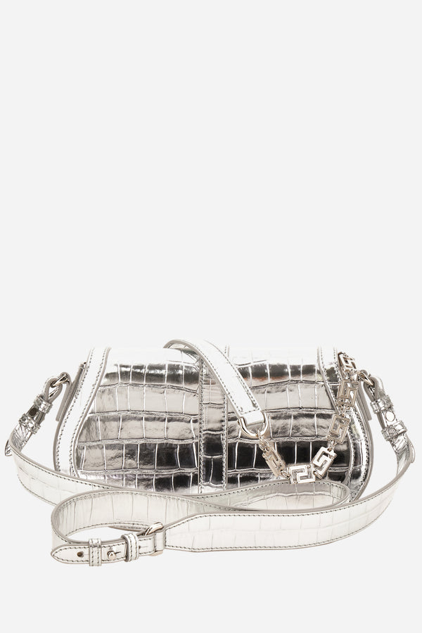 Greca Goddess Medium Shoulder In Embossed Croc Laminated Calf Leather
