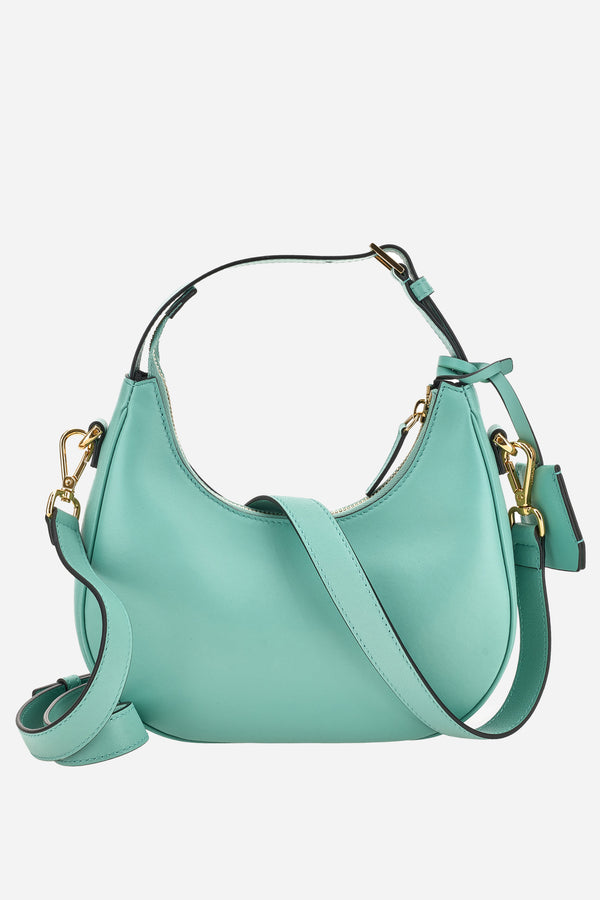 Versace Tag Half Moon Bag In Lamb Leather