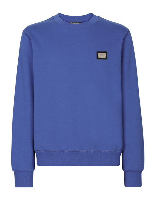 JERSEY SWEATSHIRT WITH LOGO PLAQUE
