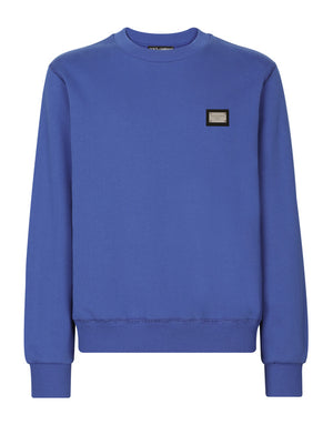 JERSEY SWEATSHIRT WITH LOGO PLAQUE