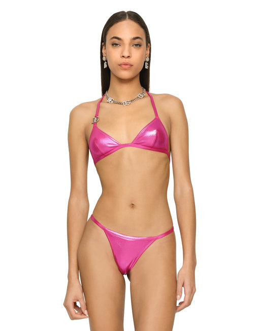 LAMINATED TRIANGLE BIKINI TOP WITH DG LOGO