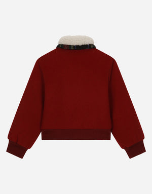 WOOL-BLEND JACKET WITH DG LOGO AND FLORAL DETAILING