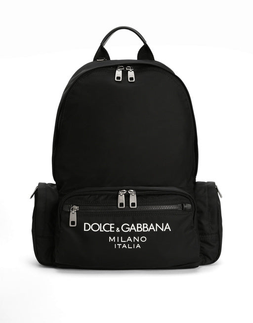 NYLON BACKPACK WITH RUBBERIZED LOGO