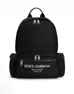 NYLON BACKPACK WITH RUBBERIZED LOGO
