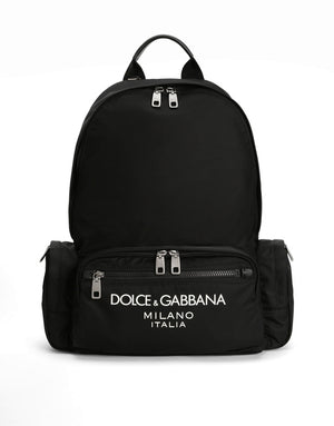NYLON BACKPACK WITH RUBBERIZED LOGO