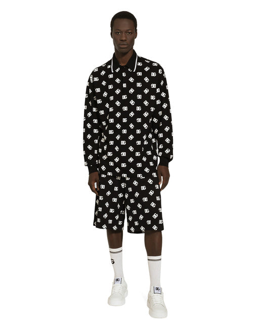LONG-SLEEVED COTTON POLO-SHIRT WITH DG MONOGRAM