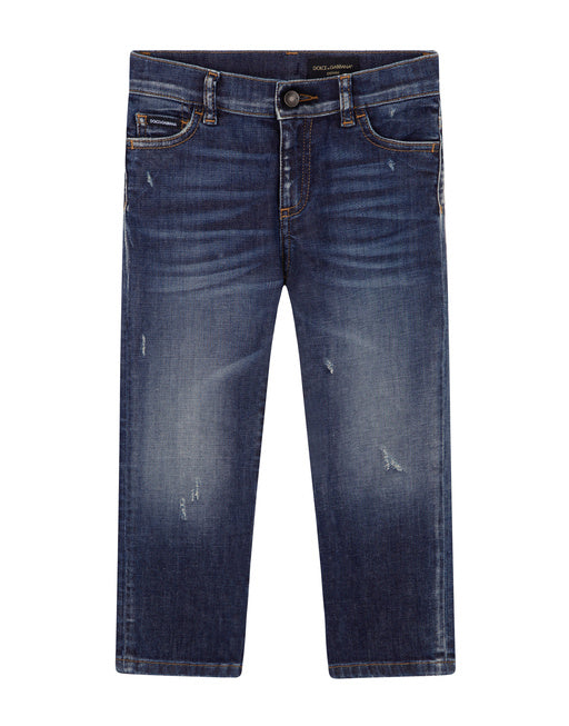 REGULAR-FIT BLUE WASH STRETCH JEANS