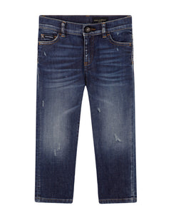 REGULAR-FIT BLUE WASH STRETCH JEANS