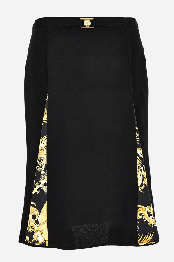 Skirt In Enver Satin-Twill Poly Details Baroque Palm Allover  Print
