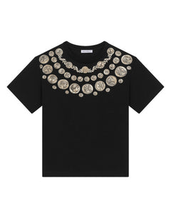 SHORT-SLEEVED JERSEY T-SHIRT WITH COIN PRINT