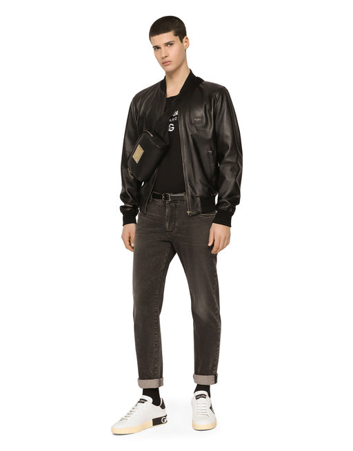 LEATHER JACKET WITH BRANDED TAG