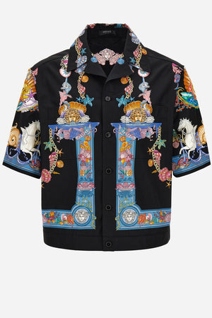 Informal Shirt In Cotton Poplin Coral Theatre Print