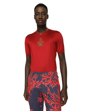 SILK JERSEY T-SHIRT WITH HERALDIC DG PATCH