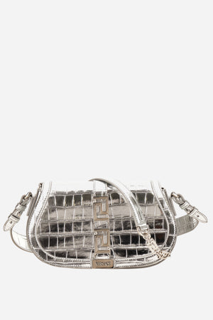 Greca Goddess Medium Shoulder In Embossed Croc Laminated Calf Leather