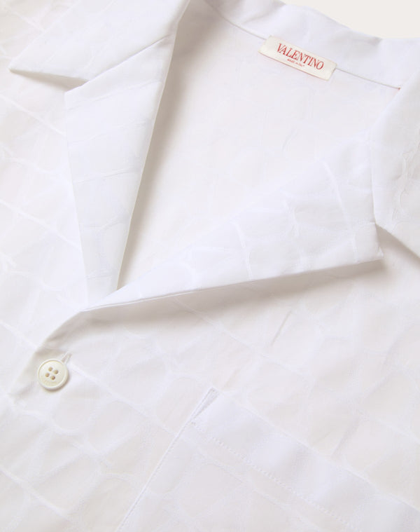 Camicia Da Bowling In Popeline Di Cotone Con Motivo Toile Iconographe