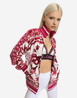ZIP-UP CADY SWEATSHIRT WITH MAJOLICA PRINT
