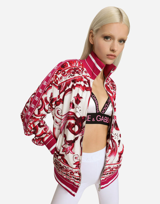 ZIP-UP CADY SWEATSHIRT WITH MAJOLICA PRINT