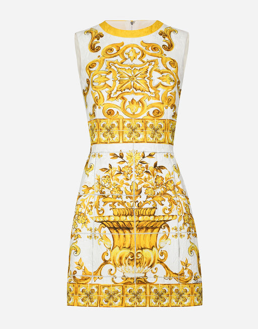 SHORT MAJOLICA-PRINT BROCADE DRESS
