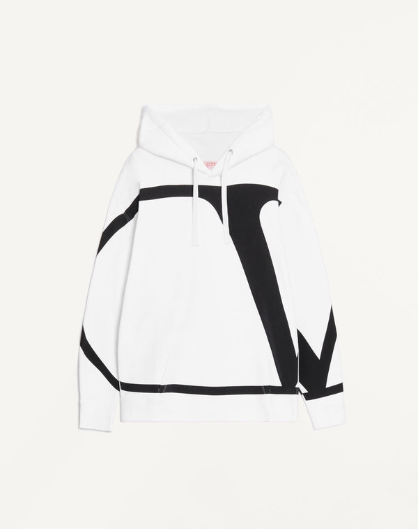 Felpa In Cotone Con Stampa V Logo Signature