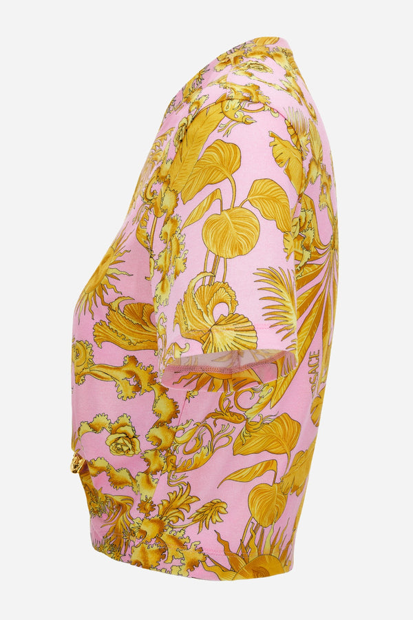 T-Shirt In Jersey Cotton Print Barocco Palm Allover