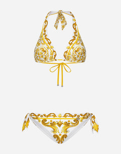 MAJOLICA-PRINT PADDED TRIANGLE BIKINI