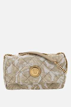 Icon Sm Shoulder Bag In Jacquard Fabric-Calf Leather