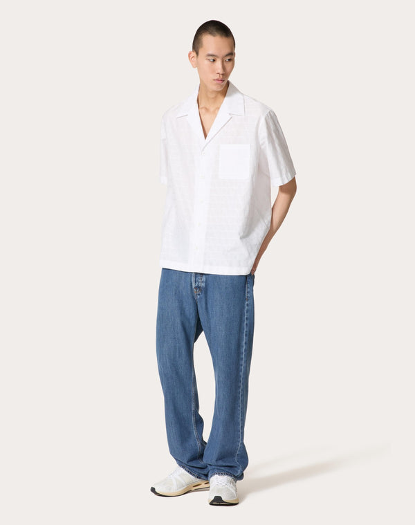 Camicia Da Bowling In Popeline Di Cotone Con Motivo Toile Iconographe