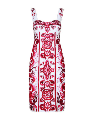 MAJOLICA-PRINT TERRYCLOTH MIDI DRESS