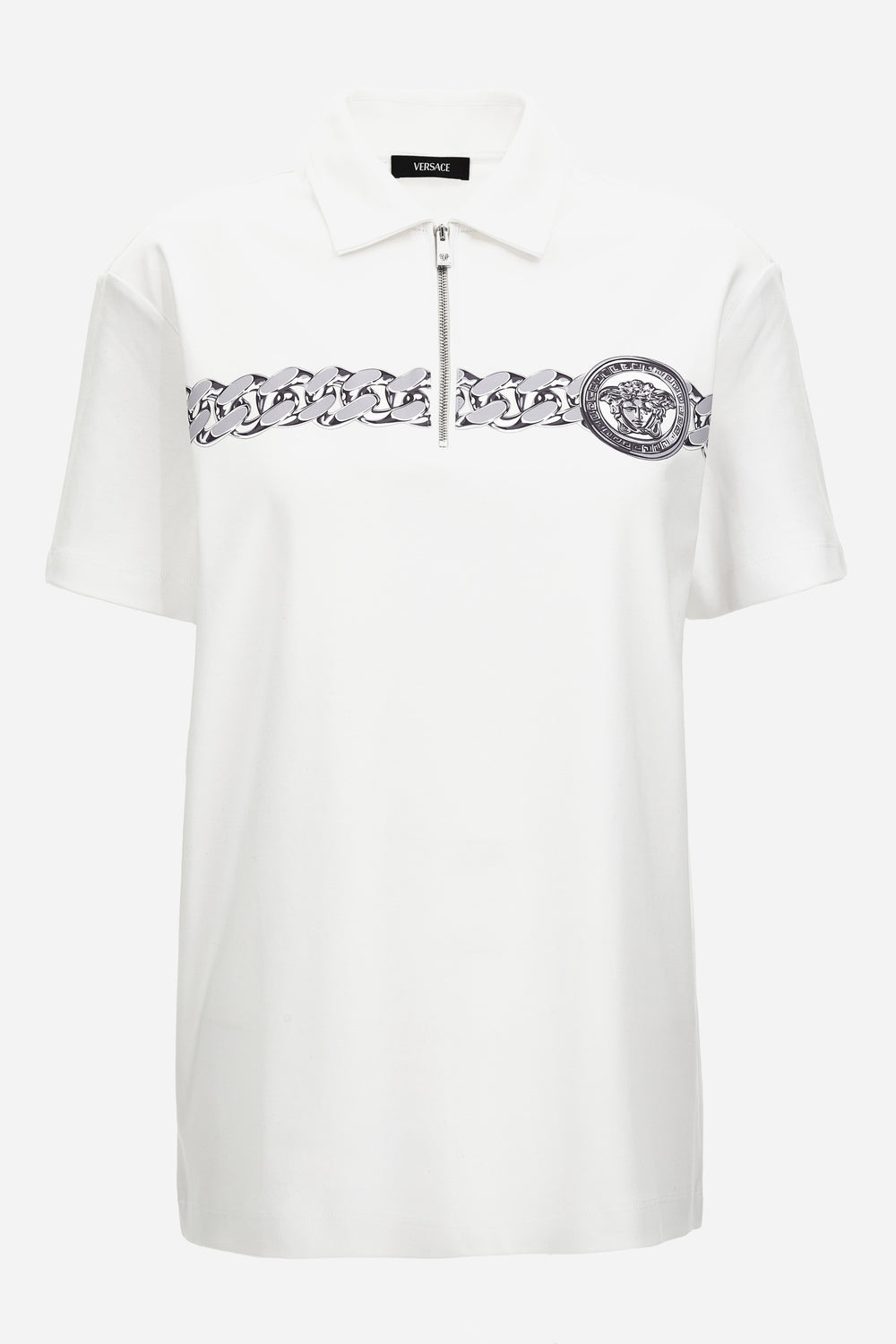 Polo In Cotton Jersey Fabric-Medusa Chain Print