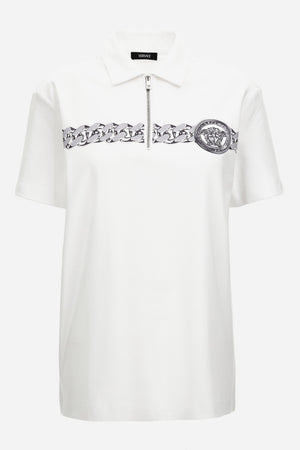 Polo In Cotton Jersey Fabric-Medusa Chain Print