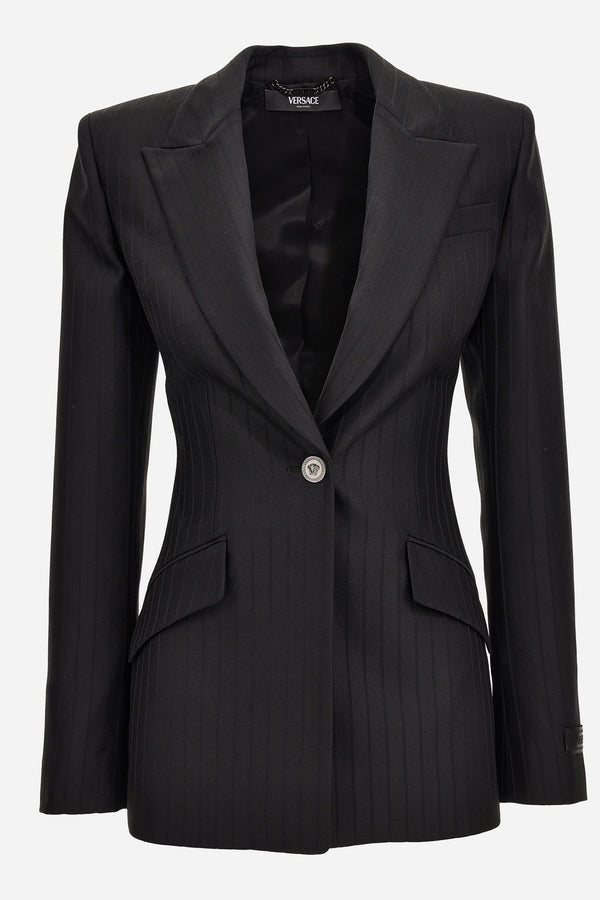 Informal Jacket In Responsible Wool Tonal Pinstripes