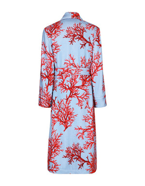 CORAL-PRINT COTTON BATHROBE